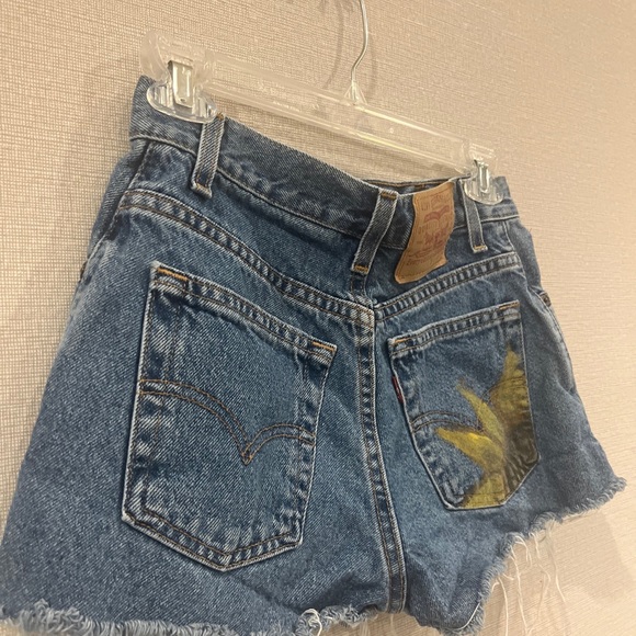 Levi's 511Shorts Womens Juniors 3 Blue Cut Off Distressed Frayed Back Girasol - Picture 3 of 11